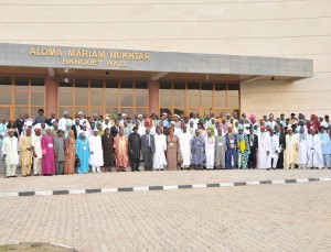 GROUP PHOTOGRAPH OF DELEGATES TO THE NATIONAL CONFERENCE WITH PRESIDENT GOODLUCK JONATHAN AND VICE PRESIDENT NAMADI SAMBO