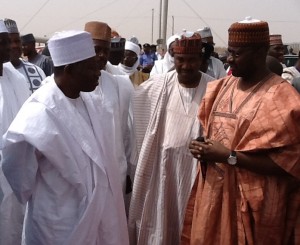 Honourable Minister of State for Power,Mohammed Wakil briefing President Goodluck Jonathan at the katsina Wind farm electricity project ,located at Lamba Rimi,Katsina state on March 12th ,2014.