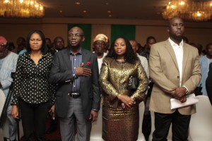 Dr Joe Okei-Odumakin (President, Center for Change, CFC.), Dr. Tunde Bakare ( Chairman, Board of Trustees, CFC ), Mrs Layide Bakare (President, Layide Bakare Foundation) and Prof. Pius Adesanmi ( Guest Speaker)