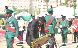 President Goodluck Jonathan Lays Wreath During The Armed Forces Remembrance Day Celebrations on Wednesday In Abuja.