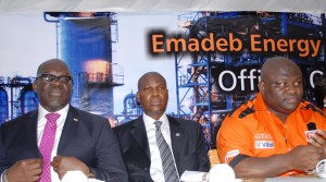 The Divisional Head, Corporate Banking of First City Monument Bank (FCMB) Limited, Mr. Ola Olabinjo; the Managing Director of Skye Bank Plc, Mr. Kehinde Durosinmi-Etti and the Managing Director of Emadeb Energy Services Limited, Mr. Adebowale Olujimi, at the commission of the oil depot of the company on Thursday, February 27, 2014. The project was funded by FCMB.