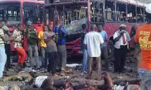 The scene of the Abuja bomb blast