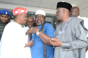 APC Governors L-R; Kano, Rabiu Musa Kwankwaso, Rivers, Chibuke Amaechi, Imo, Rocha Okorocha and Kwara State, Abdulfatah Ahmed during All Progressives Governors Meeting at Government House, Ilorin...Wednesday 