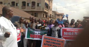 Igbo youths demonstrate in Enugu on the need to restructure Nigeria