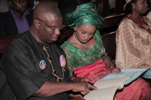 Peterside and his wife at St. Paul's Ang. Church during Mothering Sunday celebration