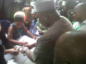 Enugu PDP Guber candidate Hon. Ifeanyi Ugwuanyi being accredited