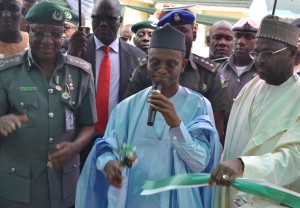 From Left, Comptroller-General of Customs, Dikko Inde Abudullahi; Kaduna State Governor, Mallam Nasir El-Rufai and Senator Sabo Nagudu from Kaduna State, during the commissioning of Customs Hospital Karu Abuja on Tuesday. PHOTO: BAYOOR EWUOSO