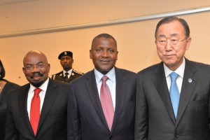 DSC 7747: from left, Mr Jim Ovia, Chairman of Zenith Bank, Aliko Dangote, President/CE, Dangote Group, and Ban Ki Moon, UN Secretary General