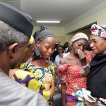 PHOTO NEWS: Vice President Osinbajo Receives Freed 21 Chibok Girls; Photo by Sunday Aghaeze