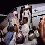 Photos: Deposed Emir of Kano, Sanusi Arrives Lagos