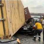 Driver Killed, Others Injured As Container Falls On Vehicles In Lagos