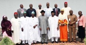 Members of the National CONFAB with President Jonathan, Vice President Sambo and some members of the executive council.