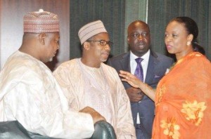 Some ministers exchanging pleasantries during the November 27th meeting of the Federal executive Meeting (FEC) in Abauja