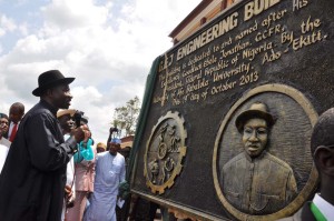 President Goodluck Jonathan commissions the engineering building dedicated to him by Afe Babalola University, Ado-Ekiti, Sat  10/18/13…/Photo State House