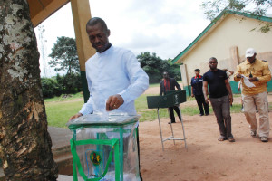 Governor Chime casting his votes during Saturday's LGA 