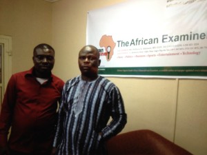 Mr Sunday Fase (R) Publisher/Editor-in-Chief of African Examiner and the Managing Editor, Mr Femi Kehinde