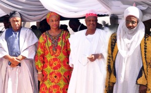 L-R Former Governor of Kano State Senator Kabir Gaya; Acting Director-General, National Pension Commission (PenCom), Mrs. Chinelo Anohu-Amazu; Kano State Governor, Engineer Rabiu Musa Kwankwaso, and the Central Bank Governor, Sanusi Lamido Sanusi at the Commissioning of the North-West zonal office of PenCom in Kano.